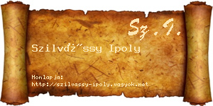 Szilvássy Ipoly névjegykártya