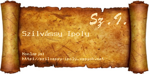 Szilvássy Ipoly névjegykártya